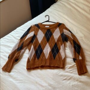 Argyle Evereve Patterned Brown Sweater